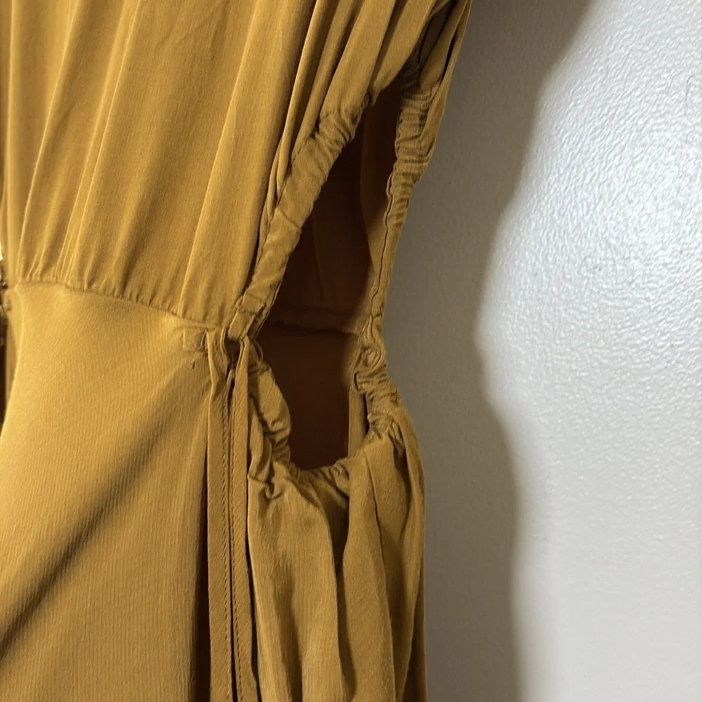 A New Day Brown Midi Dress Lightweight Cutout asymmetrical Hem‎ Tie Back Size M - Picture 14 of 15